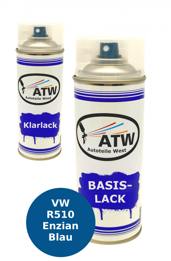 Autolack für VW R510 Enzian Blau+400ml Klarlack Set